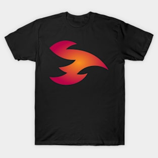 Cranberry Orange Abstract Flying Fire Dragon Design T-Shirt